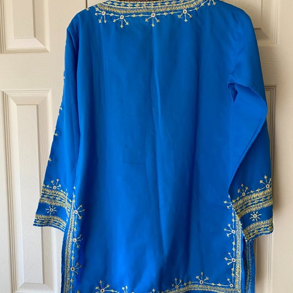 Beautiful Handmade Indian Tunic (Kurta) - Colorful Stitching & Small Mirrors - Picture 3 of 5